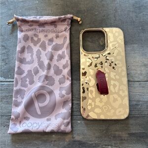 iPhone 13 Pro Gold Leopard Loopy Case